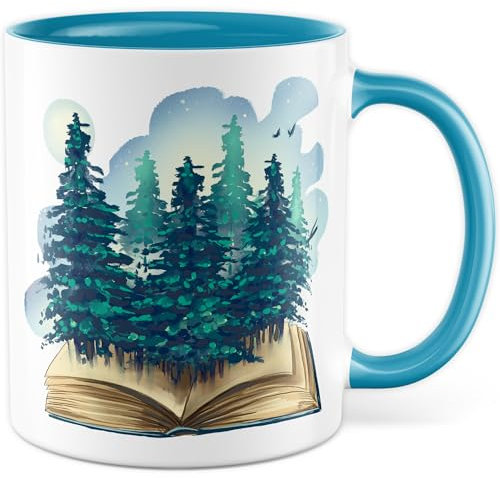 Leseratte Tasse mit Motiv - Eine Welt voller Fantasie - Kaffeetasse aus Keramik 330ml - Bücherwurm Fantasie Fantasiewelt Träumer Literatur Vorstellung Kaffee-Becher