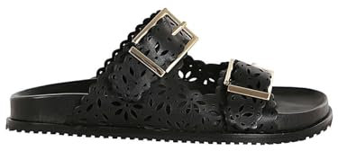 Twinset SLIDE SANDALEN AUS LASERiertem Leder Art. 241TCT018, Schwarz , 36 EU