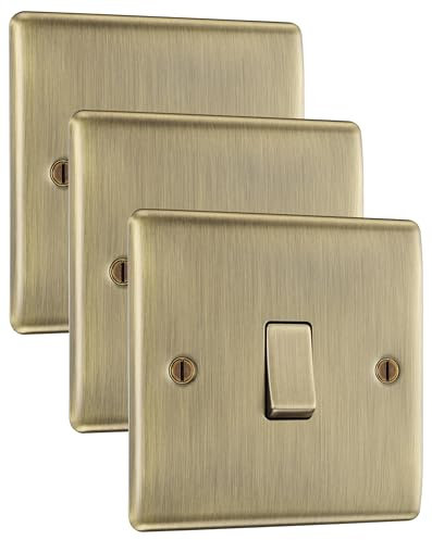 BG Electrical Single Light Switch, Antique Brass, Intermediate, 10AX (Pack of 3)