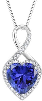 FJ Unendlichkeit Kette Damen 925 Sterling Silber Herz Tansanit Halskette Anhänger Dezember Geburtsstein Schmuck für Frauen Mutter Freundin Mama
