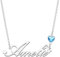 Kraven Damen Kette mit Namen Blauer Geburtsstein-Anhänger Halskette Namenskette Geschenk Personalisiert Damenkette Buchstaben Kette Geschenkidee für Frauen Teenager Mädchen Tochter (Amelie)