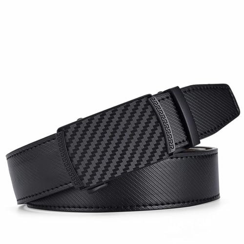 DRNSYHX gürtel Herren Gürtel Herren, Gürtel Ratsche Ledergürtel Automatikschließe Für Herren Anzug,breit 35mm,größe Angepasst Business Anzug Gürtel-schwarz-130
