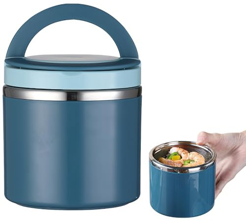 KBIBCK Contenitore termico, 1000ml Contenitore termico per alimenti caldi, Contenitore Termico con Manico, contenitore per alimenti, Thermos Alimenti Caldi in Acciaio Inox, Thermos per Alimenti