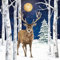 20 Servietten Winter Hirsch im Mondschein als Tischdeko. Papierservietten mit Motiv. Auch für Decoupage und Serviettentechnik 33x33cm