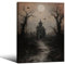 WBSTGUE Dark Academia Wandkunst, Gothic-Halloween-Poster, Vintage-Spukhaus, Leinwanddrucke, 30,5 x 40,6 cm, gerahmt, Gothic, gruseliges Gemälde, dunkle, rustikale Wanddekoration