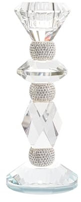 Kristall Kerzenständer,Kerzenhalter aus Glas transparenten Kerzenhaltergläsern, Diamantförmige Exklusive Kerzenständer Hohe Modern Tischdeko Wohnzimmer (Blue)