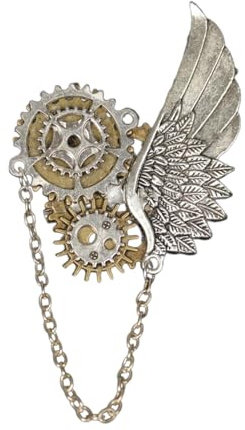 KANGQL Broche Steampunk vintage Steampunk pour homme et femme - Élégante broche de style punk - Épinglette à revers - Décoration pour chemise - Argenté