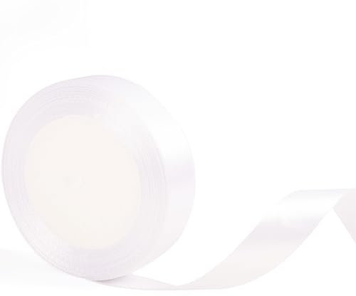 Nastro bianco largo 20 mm per confezioni regalo, nastro di raso bianco da 22 m per nastri per dolci natalizi, accessori per capelli, bouquet, fioristi, artigianato, decorazioni per auto da matrimonio.
