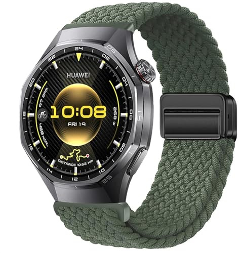 GIOPUEY Armband Kompatibel mit Huawei Watch GT 6 46mm/GT 6 Pro/GT5 46mm/GT5 Pro Geflochtenes Nylon Armband [unisex] elastisch Ersatzarmband - Green