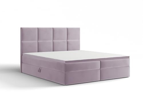 Extrasen Bett Boxspringbett 140x200 cm Polsterbett Mit 2 Matratzen 2 Bettkasten Stauraum Bettgestell Doppelbett Stoffbett Kopfteil Schmutzabweisend BARO Lila
