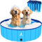 Pourbibi Piscina para Perros, Piscina para Mascotas Plegable, Piscina Extra Grande Niños/Mascota, PVC Antideslizante y Resistente, Drenaje Lateral en Espiral, 80x 20 cm