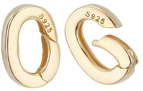 PH PandaHall 18K Gold Over 925 Sterling Silver Spring Gate Rings Clasp, 2pcs Oval Spring Clasp Connector Metal Necklace Shortener Clasp for Necklace Bracelet Keychain Jewellery Making, 10x7mm
