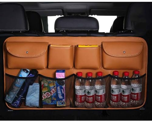 XLKWNNAD Auto Kofferraum Organizer Für Ford Kuga Sport MK2 MK3 ST-Line MK4 Fiesta B-MAX, Hängend Kofferraumtasche Aufbewahrungstasche Multifunktionale Mit Verstellbaren Gurten Autozubehör,C/Brown