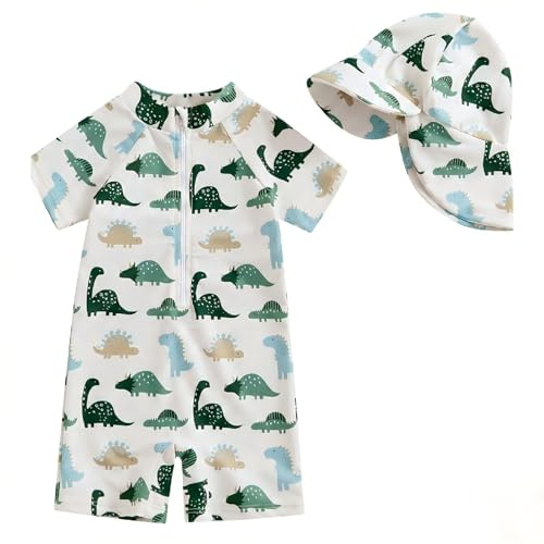 WYTbaby - Costume da bagno per neonati, a maniche corte, con cappello da sole