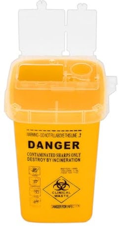 Sharps Bin Plastic Shaver Disposal Case Tattoo Piercing Needles Waste Box Container Yellow, sharps bin