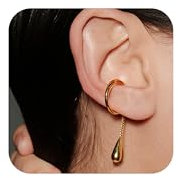 LAURITAMI 1 Pièces Ear Cuff Or,Faux Piercing Oreille Acier Inoxydable,Boucles d’oreilles Manchette Helix Cartilage Non Piercing Bijoux pour hommes Femmes
