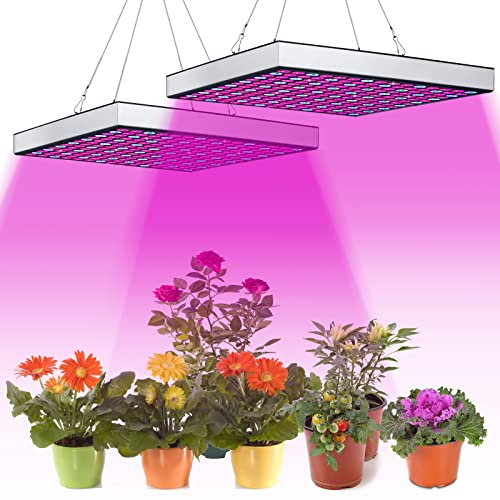 Ansobea 2x15W LED Pflanzenlampe, Quadrat Vollspektrum Grow Lampe mit 225 LEDs (Pflanzenlicht), Ideal für Indoor-Pflanzen, Gemüse, Blumen, Aussaat, Grow Tent & Gewächshaus