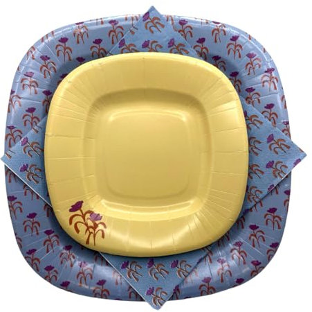 PartyBIO Set Tulipano 220 Pezzi Stoviglie Biodegradabili Monouso per Feste – Piatti Carta, Bicchieri, Tovaglioli Compostabili per 40 Persone – Ecologiche, Usa e Getta, per Compleanni, Eventi, Picnic