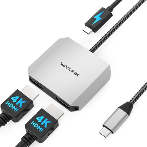 WAVLINK Adaptateur HDMI USB-C vers double HDMI 100 W PD pour Mac, Windows, Dell, XPS, HP, Lenovo, Thunderbolt 3/4 ordinateurs portables