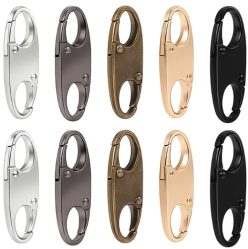 10 Zipper Clips, Zipper Locks Anti Theft, Metal Clips for Backpack, Handbag, Traveling, Camping, Secure Zippers with Durable Alloy Bag Clips, Gold, Black, Silver, Bronze, Gun Black
