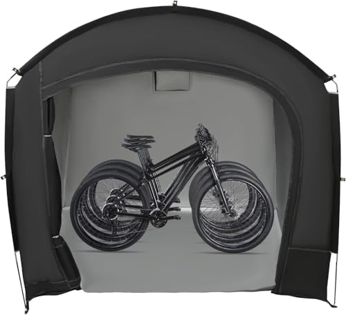 Fahrradzelt Schwarz 220x150x185 cm – Wasserdicht, Sonnengeschützt, Staubdicht, Tragbar – Garagenzelt Winterfest für Fahrrad Garage Outdoor, Großes Zelt für 1-4 Fahrräder