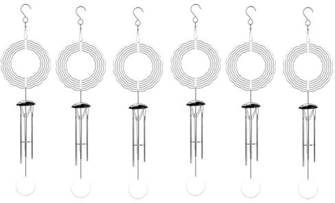 NONDK 6PCS Sublimation Wind Spinner Blanks Outdoor Decor, Outdoors Wind Chimes for Outside with Aluminum Tubes for Mom Women Easy Install Easy to Use