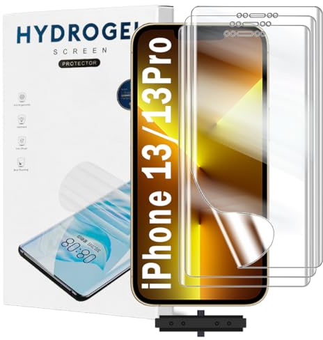 Yxiuumo 3 Pack Hydrogel Film for iPhone 13,Transparent Hydrogel Protective Film Screen Protector Soft,HD Clear,Anti-Bubble,Self-Healing Easy Installation[Not Glass]