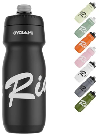 CYCLAMI Botellas para Bicicleta 650ml, Botella ligera, Sin BPA, A Prueba de Fugas para Ciclismo, Fitness y Senderismo (Black)