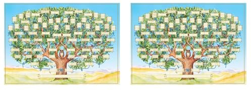 Yoeruers 2X Tableau d'arbre Généalogique à Remplir Tableau D'Ascendance Vierge à Remplir pour Affiche de Généalogie de 6 Générations, Imprimer d'arbre Généalogique B