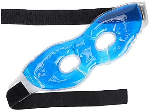 Wiederverwendbare kühlende Augenpackung, Augen-Kältetherapie-Packung, heiße, kalte Kompresse, Augengel-Packung mit Augenlöchern, blau, zur Linderung von Augenschmerzen und