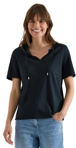 Damen Kurzarm Shirt mit Split Neck