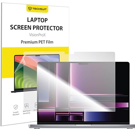 Techsuit VisionProX Anti Blaulicht Displayschutz für MacBook Air 13 2025, Augenbelastungsschutz, Kratzfest, HD Klarheit, Blasenfreie Installation, PET Folie, Transparent