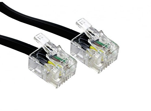 Premium ADSL/Fibre Broadband Cable - Premium Quality/Gold Plated Contact Pins/High Speed/Router or Modem to RJ11 Phone Socket or Microfilter for use with ADSL/FTTC/Fibre (20m, Black)