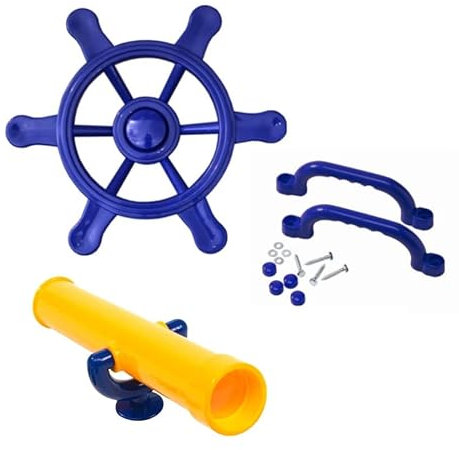 Loggyland Zubehörset für Spielturm Lenkrad + Fernrohr + 2 Handgriffe Sparset Zubehör Set blau