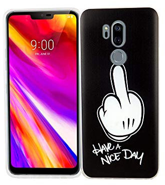 König Design Handyhülle kompatibel mit LG G7 Silikon Case Hülle Sturzsichere Back-Cover Handyhülle - Have A Nice Day Weiß Schwarz