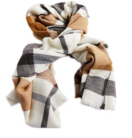 Sawekin Damen XXL Schal Halstuch/Poncho kariert quadratisch Karo schal Herbst/Winter Warmer Schal (F)