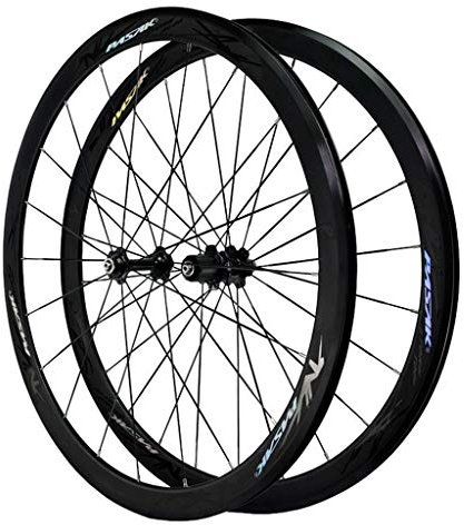 MZPWJD Rennrad Laufradsatz 700c Felgenbremse Doppelwandige Leichtmetallfelge 40mm Fahrrad-Rad QR 7-12S Kartenhub 1890g (Color : Black)