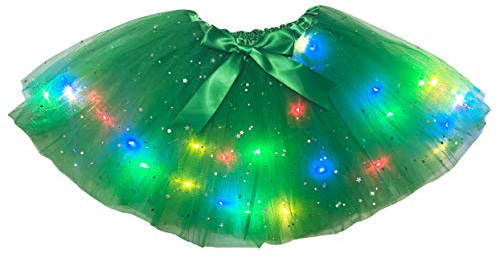 Petitebelle Einfarbiges Tüll-Tutu mit Sternen und LED-Lichtern