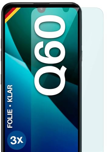 moex für LG Q60 Schutzfolie Displayschutz Folie Ultra-klar HD 0,2 mm kompatibel mit jeder Hülle, Anbringen ohne Blasen, Handyfolie Extra Kratzfest, FlexProtect 3 Stück