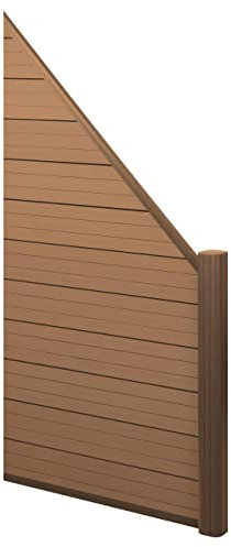 Mendler WPC-Sichtschutz Sarthe, Windschutz Zaun, Alu-Pfosten Erweiterungselement schräg rechts, 0,95m - Teak