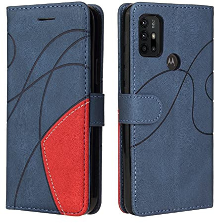 Fatcatparadise Kompatibel mit Motorola Moto G10 / G30 Hülle, Leder PU Brieftasche Handyhülle Flip Case Silikon Bumper Schutzhülle Klapphülle. Lederhülle mit Kartenfächern/Standfunktion (Blau)