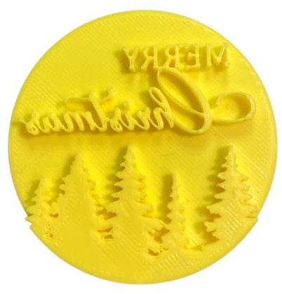 The Cookie Cutter Hub Merry Christmas with Trees Embosser/Stamp for Cupcakes Fondant Icing Clay Cake Baking Decoration