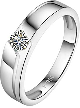 Homxi Verlobungsringe Eheringe,Eheringe Platin 900 Rund mit 0.2ct Diamant Verlobungsringe Eheringe Silber Größen 49 (15.6)