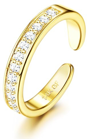 FASACCO 14 Karat Gold gefüllte Zehenringe für Frauen Umarmung CZ Dreifacher Mondstein Schlange Knoten Einfache Band Zehenringe Verstellbare Zehenringe Kupfer Kupfer, Kupfer, Kupfer