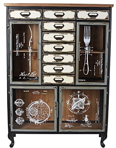 Highboard „Brooklyn LOFT“ – Industrial Kommode | 9 Schubladen & 4 Türen | Holz & Metall | Vintage Küchenschrank montiert lof107 Palazzo Exklusiv
