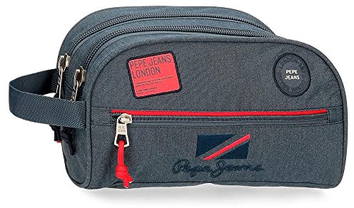 Pepe Jeans Kay Kulturbeutel Zwei Fächer Anpassbar Blau 26x16x12 cm Polyester