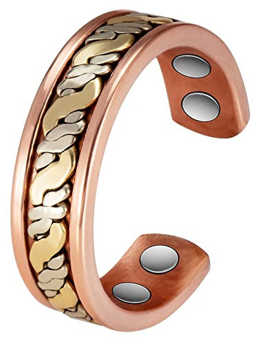 EnerCoppeX Bagnetischer Ring, 3500 Gauß, weiblicher magnetischer Kupferring, Schmuck, 99,99 % reines Kupfer, Magnetring, inklusive 4 Magneten