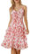 GRACE KARIN Robe Casual à Bretelles Spaghetti pour Femme Robe Florale à Volants Robe d'Été Robe Entièrement Doublée Robe Chic et Élégante M Rose