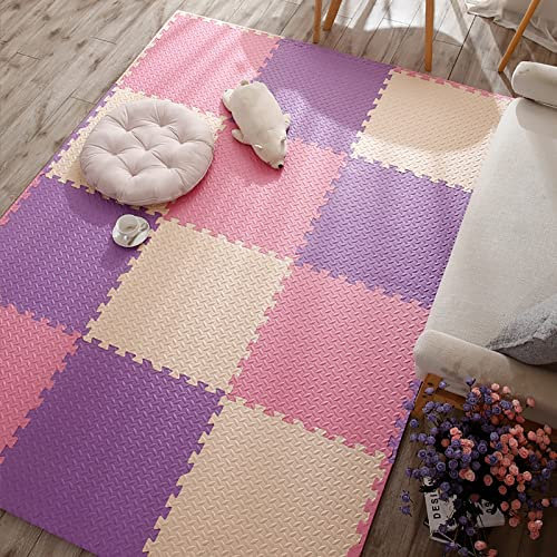 Puzzle Spielmatte Für Babys Und Kleinkinder, 60X60cm Bunte PE Schaumstoff Baby Puzzlematte Weiche rutschfeste Krabbelmatte Puzzleteppich Für Gym, Kindergarten, Spielzimmer, Yoga Raum,J,8Pcs
