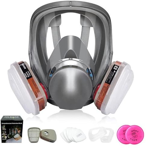 Ayybf Mascarilla De Respirador De Cara Completa con Filtros, 13 En 1 6800 Mascarilla De Protección Contra El Polvo En Aerosol De Pintura Reutilizable, Ideal Para Pintar En Aerosol, Rociar Automóviles